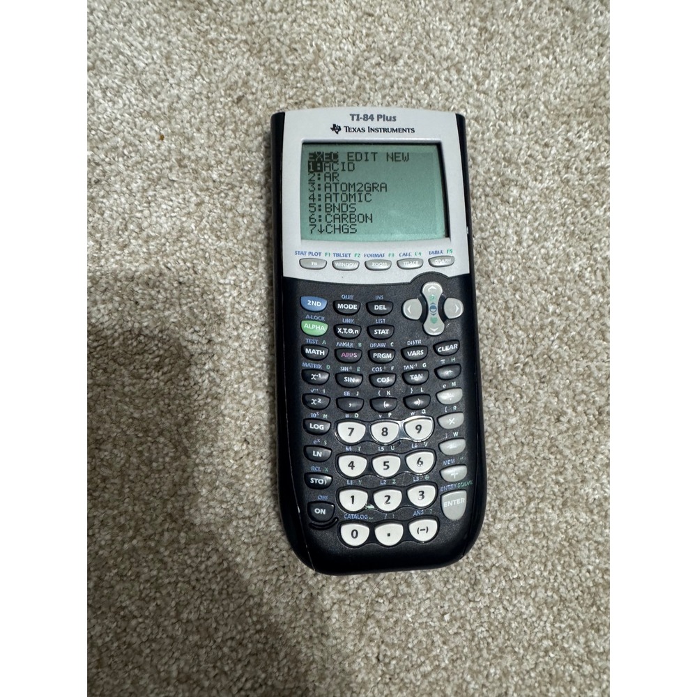 Texas Instruments TI-84 Plus Graphing Calculator Black Silver WORKS No cover